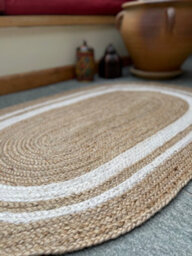Second Nature Online Khidakee Oval Border Natural Rug Hand Woven Jute / 60 Cm X 90 Cm - thumbnail 6