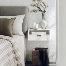 Sobuy Nkd03-W, Floating Nightstand Wall-Mounted Bedside Table Cabinet Wall Shelf,white,w45Xd25Xh22 - thumbnail 9