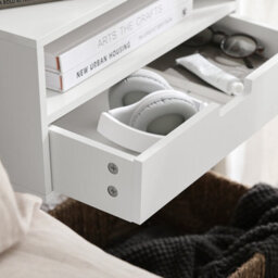 Sobuy Nkd03-W, Floating Nightstand Wall-Mounted Bedside Table Cabinet Wall Shelf,white,w45Xd25Xh22 - thumbnail 7