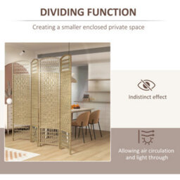 Homcom 4 Panel Folding Room Divider, Freestanding Privacy Screen, Natural - thumbnail 7