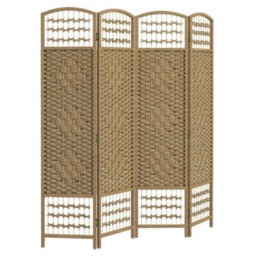 Homcom 4 Panel Folding Room Divider, Freestanding Privacy Screen, Natural - thumbnail 2