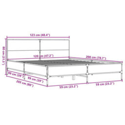 Berkfield Bed Frame Without Mattress Grey Sonoma 120X200 Cm - thumbnail 9