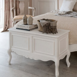 Statement Furniture Juliette Wooden Carved Blanket Box - White - thumbnail 2
