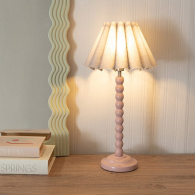 Valuelights Bobbins Painted Rose Table Lamp With Grey Scallop Tapered Lamp Shade - image 1