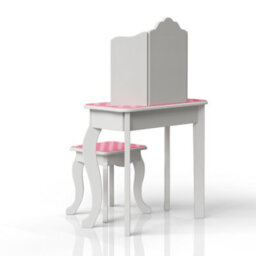 Teamson Kids Play Vanity Table Set, Children's Dressing Table With Mirror & Stool, Polka Dots, Pink/white - thumbnail 6