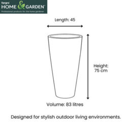 Fargro Home And Garden Vase Planter Charcoal Black Polystone Outdoor Tall Plant Pot 45Cm X 75Cm 83L Extra Large - thumbnail 6