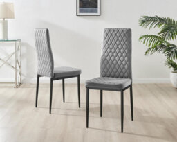 Furniturebox Uk Koko Oak Effect Round Dining Table & 4 Grey Velvet Milan Black Leg Chairs - thumbnail 7