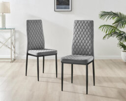 Furniturebox Uk Koko Oak Effect Round Dining Table & 4 Grey Velvet Milan Black Leg Chairs - thumbnail 8