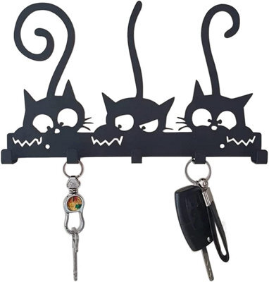 Creative Black Key Holder With 5 Hooks, Mail Organizer And Key Rack, Decorative Metal Hook For Wall Mounting In Hallway - image 1