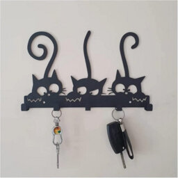 Creative Black Key Holder With 5 Hooks, Mail Organizer And Key Rack, Decorative Metal Hook For Wall Mounting In Hallway - thumbnail 2