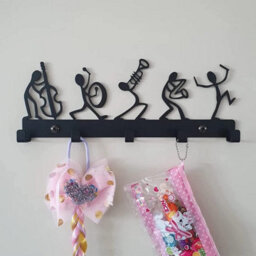 Creative Black Key Holder With 5 Hooks, Mail Organizer And Key Rack, Decorative Metal Hook For Wall Mounting In Hallway - thumbnail 4