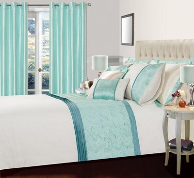 Intimates Embossed Design Duvet Cover & Pillowcase Set - Luxury Bedding, Machine Washable And Wrinkle-Resistant - Duck Egg