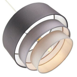 Happy Homewares Contemporary Round Triple Tier Soft Grey Cotton Fabric Pendant Light Shade - thumbnail 3
