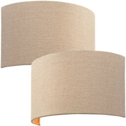 2 Pack Fabric Led Wall Light Natural Semi Circle Linen Shade Sleek Lamp Fitting - thumbnail 1