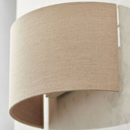 2 Pack Fabric Led Wall Light Natural Semi Circle Linen Shade Sleek Lamp Fitting - thumbnail 5