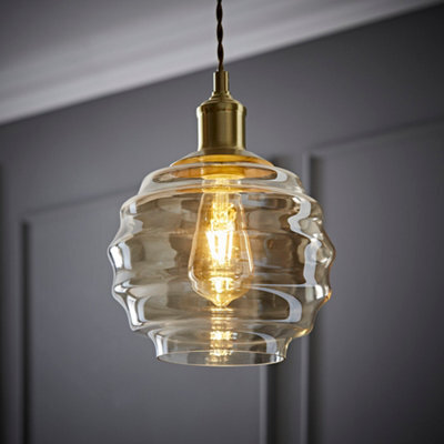 Valuelights Patty Champagne Bubble Glass Easy Fit Ceiling Lamp Shade And Bulb (D)22Cm - image 1