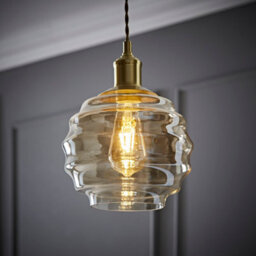 Valuelights Patty Champagne Bubble Glass Easy Fit Ceiling Lamp Shade And Bulb (D)22Cm