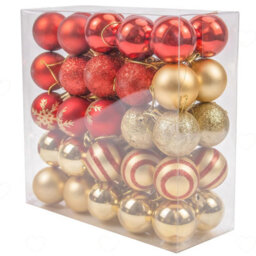 Amorly 50Pcs 4Cm Mini Christmas Ball Ornaments, Red And Gold In 8 Styles, Shatterproof Baubles With Hanging Loops For Xmas Tree Decor - thumbnail 1