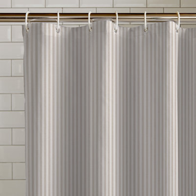 Catherine Lansfield Timeless Stripe 180X180Cm Shower Curtain Natural - image 1