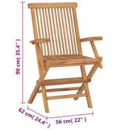Berkfield Folding Garden Chairs 2 Pcs Solid Teak Wood - thumbnail 9