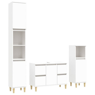 Berkfield Durable 3 Piece Bathroom Furniture Set White Engineered Wood