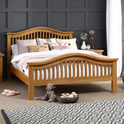 The Furniture Market Cheshire Solid Oak 4Ft 6In Double Size Bed With Arch Rail Frame - image 1
