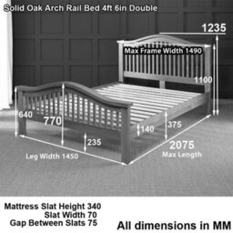 The Furniture Market Cheshire Solid Oak 4Ft 6In Double Size Bed With Arch Rail Frame - thumbnail 8