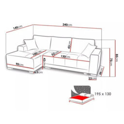 Dallas L Shaped Corner Sofa Bed With Storage Pull Out Sleeping Area Black Grey Right Corner Side - thumbnail 6