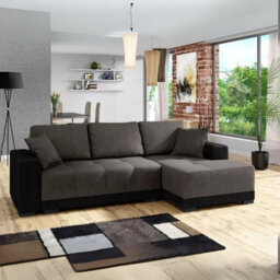 Dallas L Shaped Corner Sofa Bed With Storage Pull Out Sleeping Area Black Grey Right Corner Side - thumbnail 3