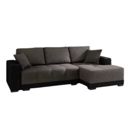 Dallas L Shaped Corner Sofa Bed With Storage Pull Out Sleeping Area Black Grey Right Corner Side - thumbnail 2