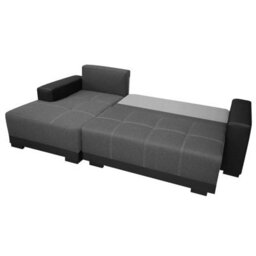 Dallas L Shaped Corner Sofa Bed With Storage Pull Out Sleeping Area Black Grey Right Corner Side - thumbnail 5