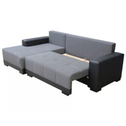 Dallas L Shaped Corner Sofa Bed With Storage Pull Out Sleeping Area Black Grey Right Corner Side - thumbnail 4