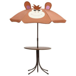 Berkfield 3 Piece Kids' Garden Bistro Set With Parasol Brown - thumbnail 3