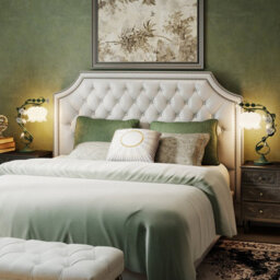 Costway Bedside Table Lamp Vintage Nightstand Lamp With Lily Of The Valley Glass Lampshade - thumbnail 5