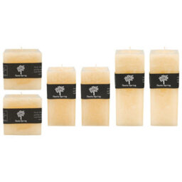 Nicola Spring Square Vanilla Pillar Candles - 3 Sizes - Cream - Pack Of 6  - Vanilla Candle Home Fragrance Aromatherapy - thumbnail 1