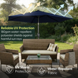 Keplin 2.7M Tilting Parasol Umbrella With Crank & Tilt, Steel Frame Sun Shade With Cover, 180G Uv-Resistant Polyester,  Navy Blue - thumbnail 2
