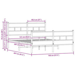 Berkfield Bed Frame Without Mattress With Headboard And Footboard 140X200 Cm - thumbnail 9