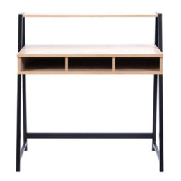 RB UK Nautilus Designs Oak Computer Desk With Black Frame & Upper Storage Shelf - thumbnail 2