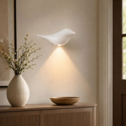 Amorly White Bird Wall Sconce, Rechargeable Motion Sensor Wireless Wall Light, For Bedroom, Hallway, Stairway, Entryway (Left Facing) - thumbnail 3