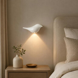 Amorly White Bird Wall Sconce, Rechargeable Motion Sensor Wireless Wall Light, For Bedroom, Hallway, Stairway, Entryway (Left Facing) - thumbnail 2
