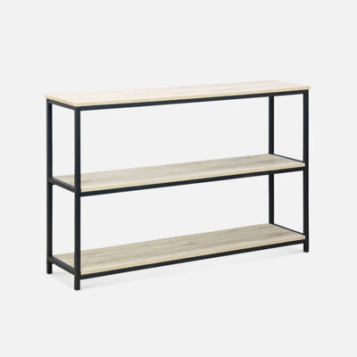Sweeek. 3-Level Industrial Bookcase With Wood And Metal Effect Loft Black 120X30X80 Cm - image 1