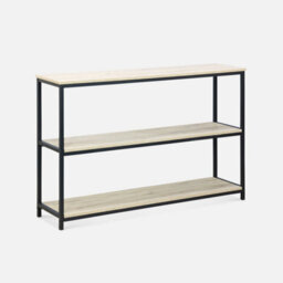 Sweeek. 3-Level Industrial Bookcase With Wood And Metal Effect Loft Black 120X30X80 Cm - thumbnail 1