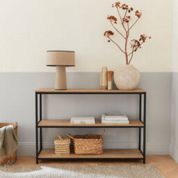 Sweeek. 3-Level Industrial Bookcase With Wood And Metal Effect Loft Black 120X30X80 Cm - thumbnail 2
