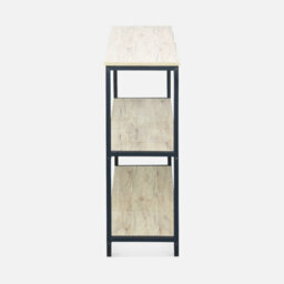 Sweeek. 3-Level Industrial Bookcase With Wood And Metal Effect Loft Black 120X30X80 Cm - thumbnail 5
