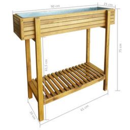 Berkfield Raised Garden Raised Bed Solid Acacia Wood And Zinc - thumbnail 7