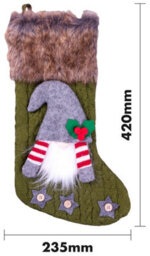 Netagon Home Hanging Fireplace Luxury Gonk Christmas Xmas Knitted Festive Stocking - Green - thumbnail 2