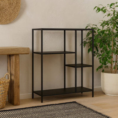 Wyld Haus Graz Matt Black Metal Asymmetrical 3-Shelf Bookcase - image 1
