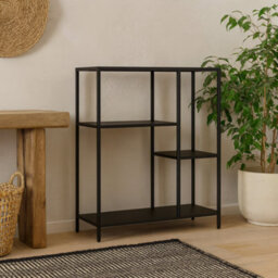 Wyld Haus Graz Matt Black Metal Asymmetrical 3-Shelf Bookcase - thumbnail 1