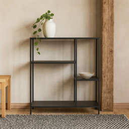 Wyld Haus Graz Matt Black Metal Asymmetrical 3-Shelf Bookcase - thumbnail 2