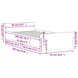 Berkfield Bed Frame Concrete Grey 90X200 Cm Engineered Wood - thumbnail 9